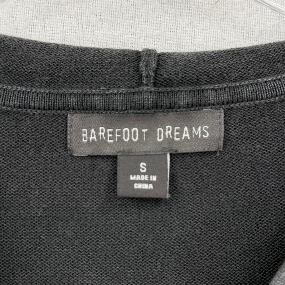 Barefoot Dreams Hoodie Women Small Black Pullover Acid Wash Cotton Knit - Picture 11 of 14